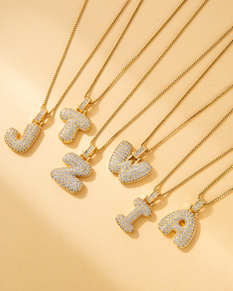 Sparkling Bubble Letter Necklace