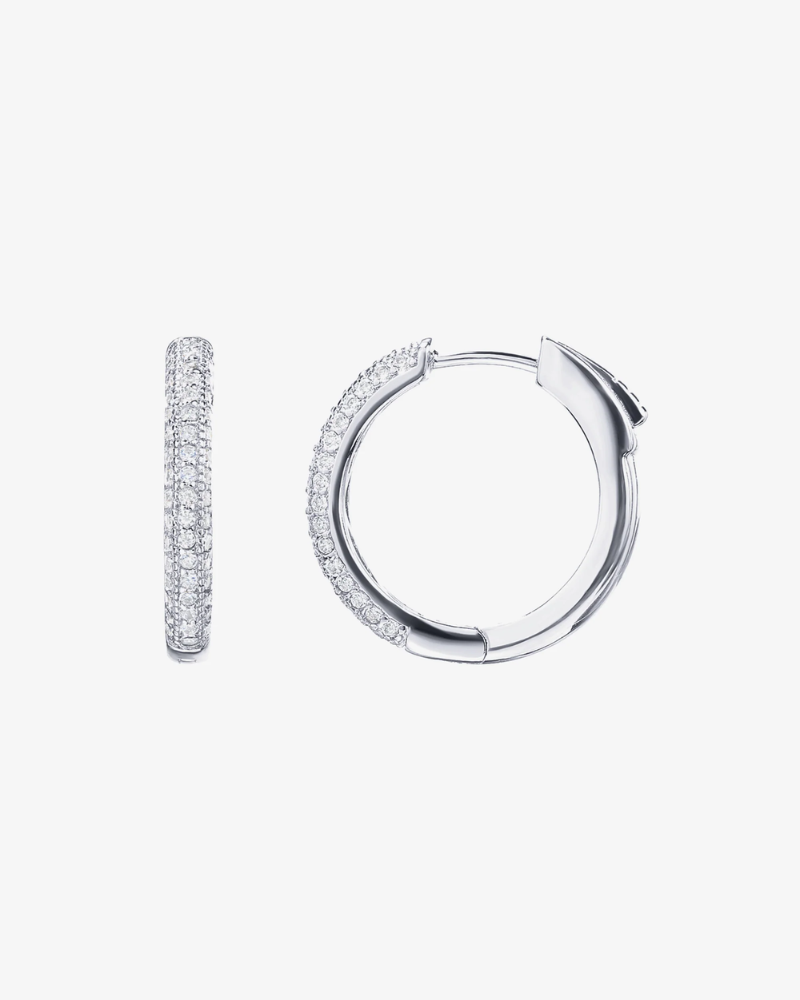 Chic Solid Hoops in White Gold - Front View