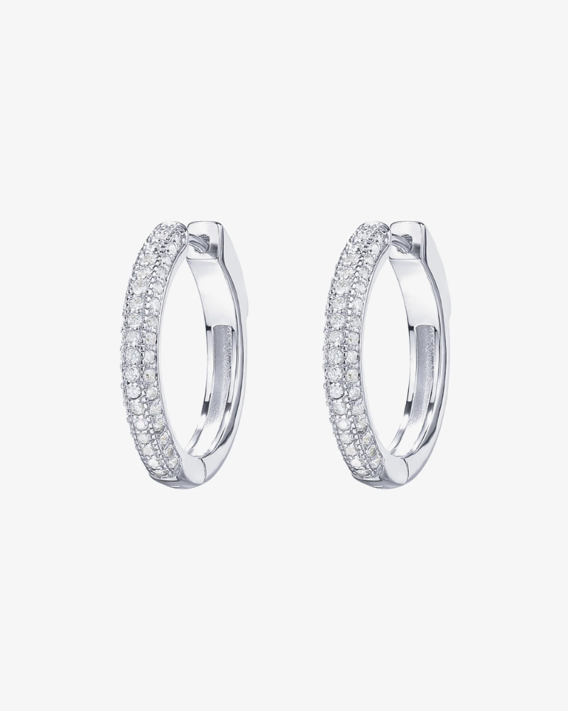 Close up of Solid White Gold Hoop Earring Clasp and Texture