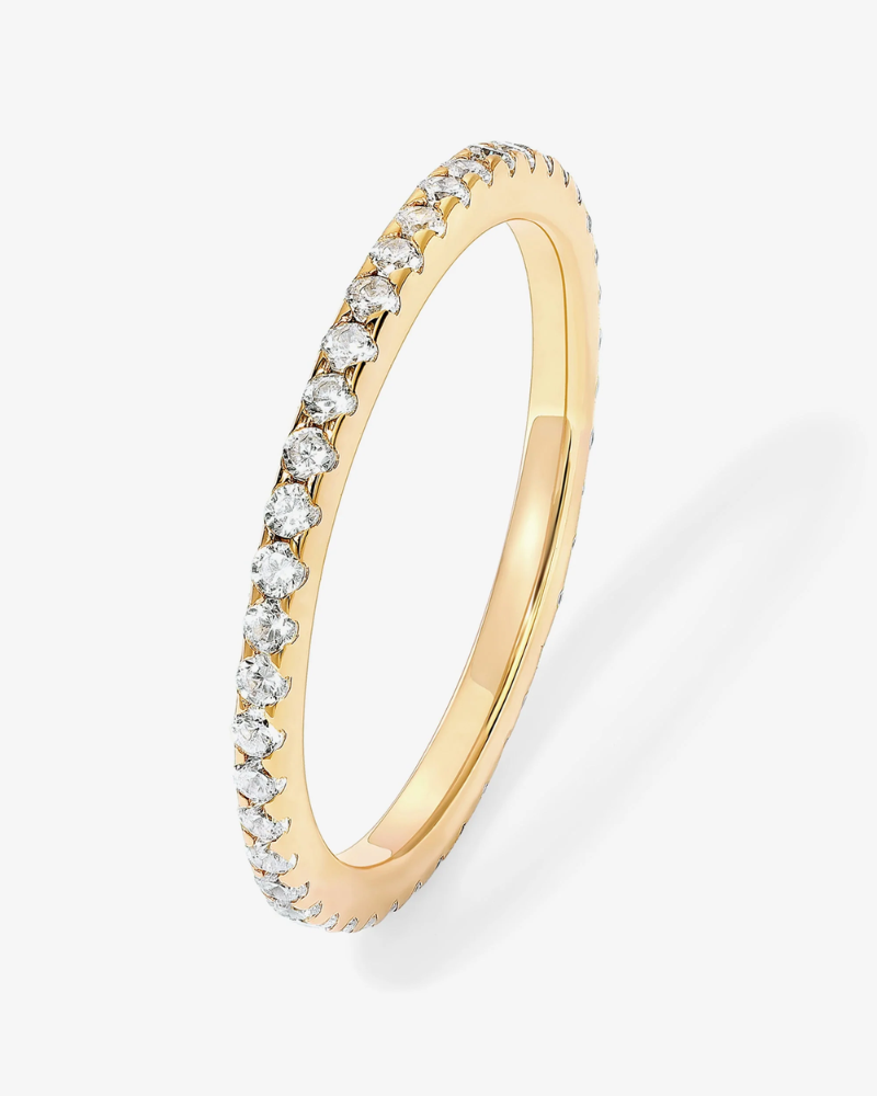 Thin Stackable Ring - Gold Pave Eternity Band