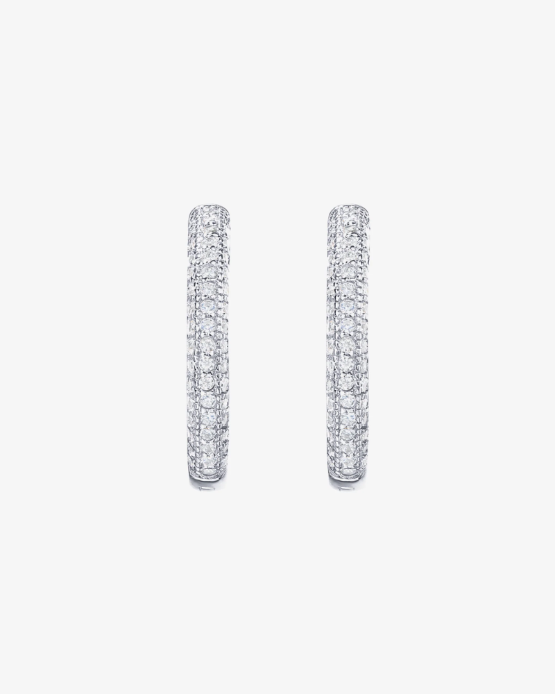 Thick White Gold Hoop Earrings Side Profile - Minimalist Jewelry