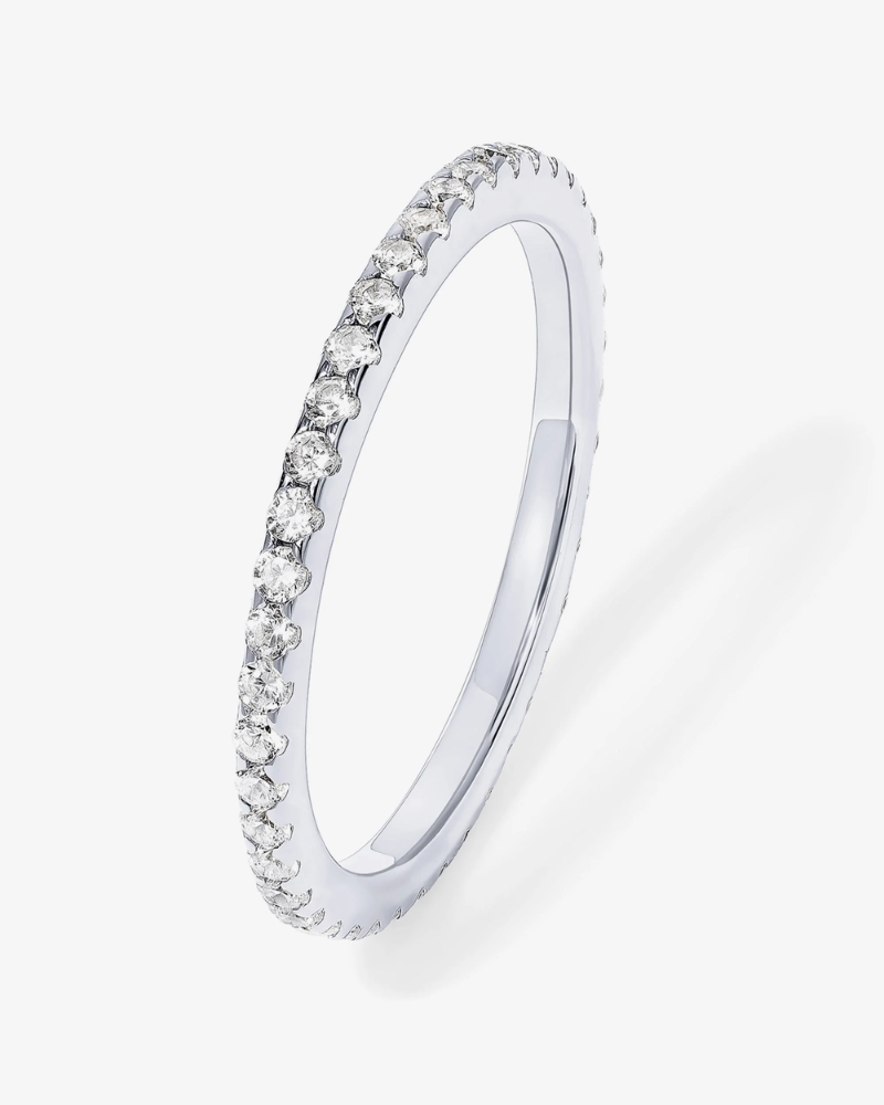 Thin Stackable Ring - Silver Pave Eternity Band